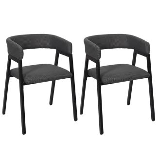 Lot de 2 fauteuils design de table en tissu texturé maille 3D gris - ELECTRON