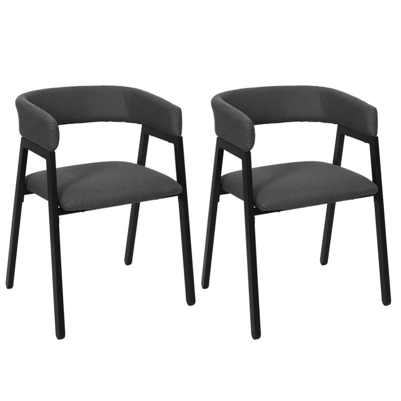 Lot de 2 fauteuils design de table en tissu texturé maille 3D gris - ELECTRON