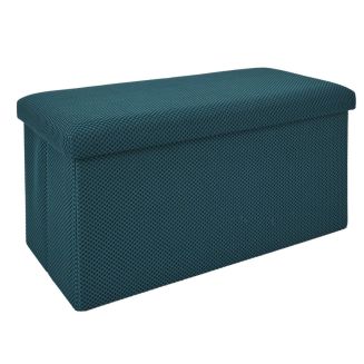 Banc coffre pliable en tissu texturé maille 3D bleu - ELECTRON