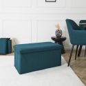 Banc coffre pliable en tissu texturé maille 3D bleu - ELECTRON