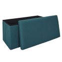 Banc coffre pliable en tissu texturé maille 3D bleu - ELECTRON
