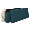Banc coffre pliable en tissu texturé maille 3D bleu - ELECTRON