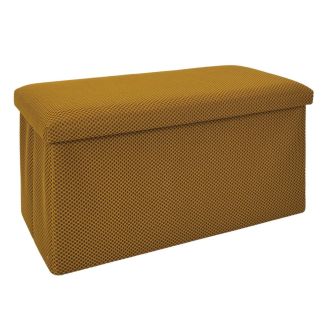 Banc coffre pliable en tissu texturé maille 3D jaune - ELECTRON