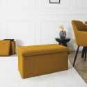 Banc coffre pliable en tissu texturé maille 3D jaune - ELECTRON