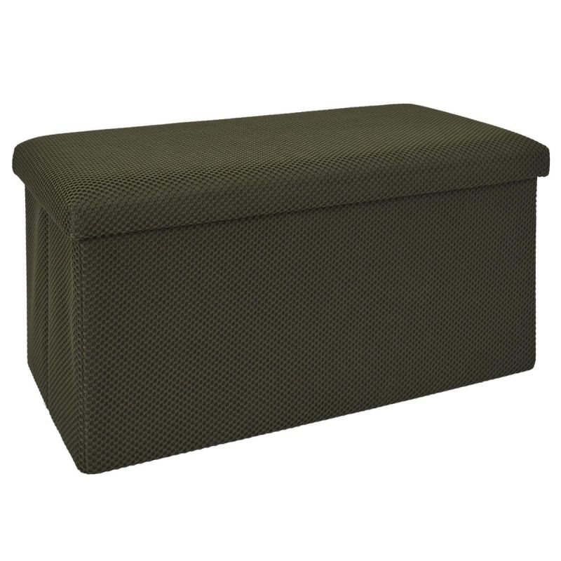 Banc coffre pliable en tissu texturé maille 3D noir - ELECTRON