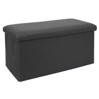 Banc coffre pliable en tissu texturé maille 3D noir - ELECTRON