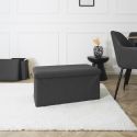 Banc coffre pliable en tissu texturé maille 3D noir - ELECTRON