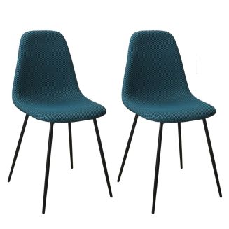 Lot de 2 chaises en tissu texturé maille 3D bleu - ELECTRON