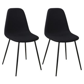 Lot de 2 chaises en tissu texturé maille 3D noir - ELECTRON