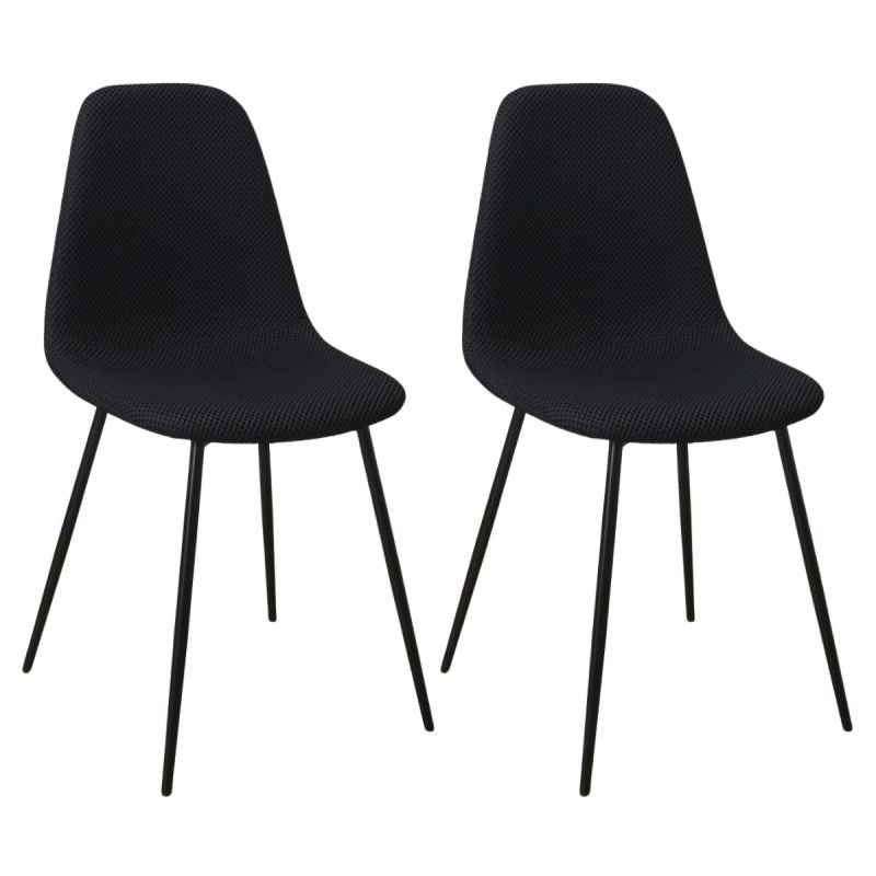 Lot de 2 chaises en tissu texturé maille 3D noir - ELECTRON