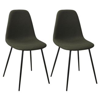 Lot de 2 chaises en tissu texturé maille 3D kaki - ELECTRON