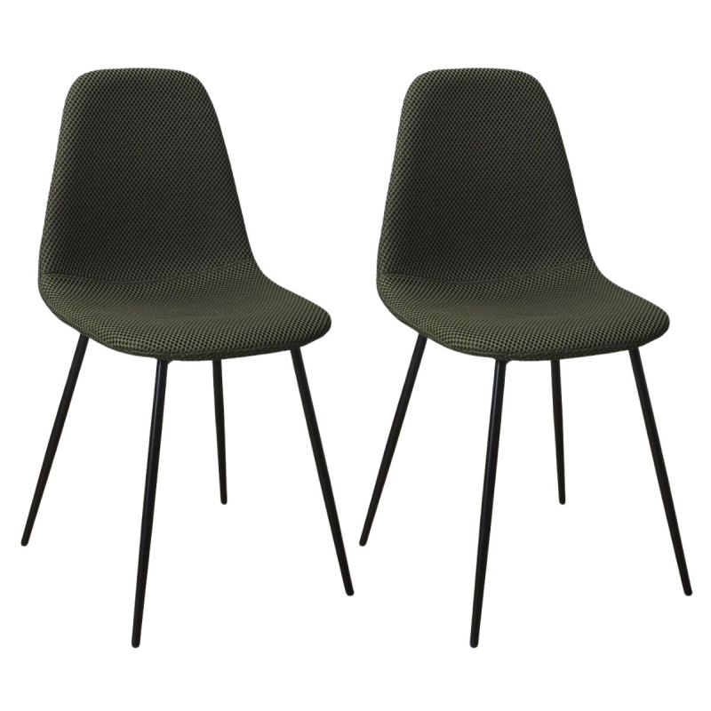 Lot de 2 chaises en tissu texturé maille 3D gris - ELECTRON