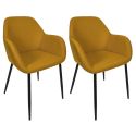 Lot de 2 fauteuils de table en tissu texturé maille 3D jaune - ELECTRON