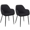 Lot de 2 fauteuils de table en tissu texturé maille 3D noir - ELECTRON