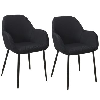 Lot de 2 fauteuils de table en tissu texturé maille 3D noir - ELECTRON