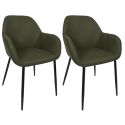 Lot de 2 fauteuils de table en tissu texturé maille 3D kaki - ELECTRON