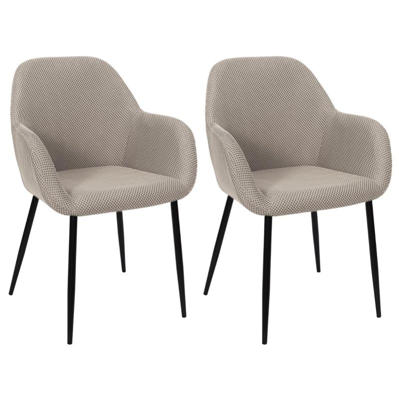 Lot de 2 fauteuils de table en tissu texturé maille 3D gris - ELECTRON