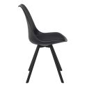 Lot de 2 chaises coque plastique et coussin en tissu texturé maille 3D noir - ELECTRON