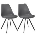 Lot de 2 chaises coque plastique et coussin en tissu texturé maille 3D gris - ELECTRON