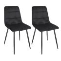 Lot de 2 chaises matelassées en tissu toucher doux noir - MATELIA