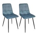 Lot de 2 chaises matelassées en tissu toucher doux bleu canard - MATELIA