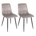 Lot de 2 chaises matelassées en tissu toucher doux taupe - MATELIA