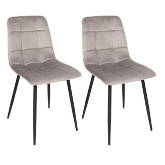 Lot de 2 chaises matelassées en tissu toucher doux taupe - MATELIA