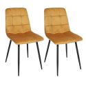 Lot de 2 chaises matelassées en tissu toucher doux jaune - MATELIA
