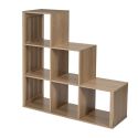 Rangement 6 Cases escalier effet bois avec tasseaux - PAJAN