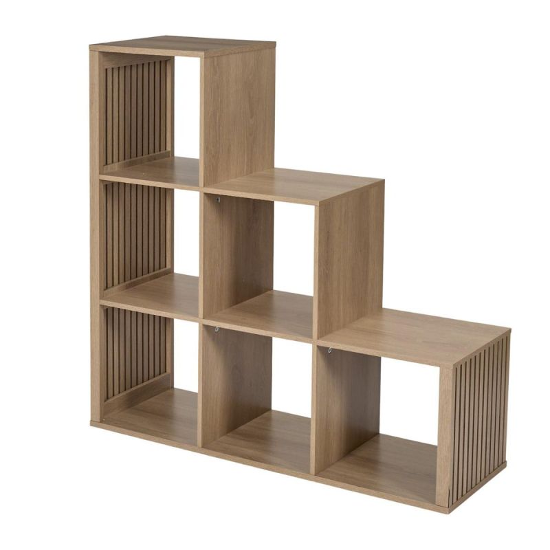 Rangement 6 Cases escalier effet bois avec tasseaux - PAJAN