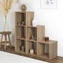 Rangement 6 Cases escalier effet bois avec tasseaux - PAJAN