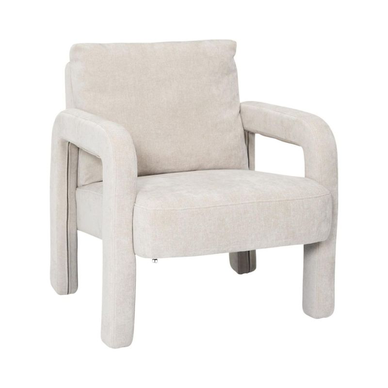 Fauteuil rembourré et tissu polyester doux beige - STUBBY