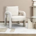 Fauteuil rembourré et tissu polyester doux beige - STUBBY