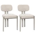 Lot de 2 chaises assise et dossier rembourré et tissu polyester doux beige pieds métal design - STUBBY