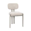 Lot de 2 chaises assise et dossier rembourré et tissu polyester doux beige pieds métal design - STUBBY