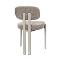 Lot de 2 chaises assise et dossier rembourré et tissu polyester doux taupe pieds métal design - STUBBY