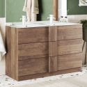 Meuble Vasque 122cm 3 tiroirs aspect bois finition Mercure - ZEUS