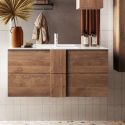 Meuble Vasque 101cm suspendu 2 tiroirs aspect bois finition Mercure - ZEUS