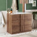 Meuble Vasque 82cm 3 tiroirs aspect bois finition Mercure - ZEUS