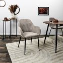 Lot de 4 fauteuils de table en velours côtelé coloris taupe - AMORY