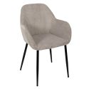 Lot de 4 fauteuils de table en velours côtelé coloris taupe - AMORY