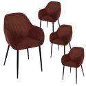 Lot de 4 fauteuils de table en velours côtelé coloris terracotta - AMORY