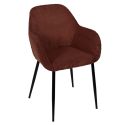 Lot de 4 fauteuils de table en velours côtelé coloris terracotta - AMORY