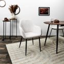 Lot de 4 fauteuils de table en velours côtelé coloris crème - AMORY