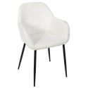 Lot de 4 fauteuils de table en velours côtelé coloris crème - AMORY