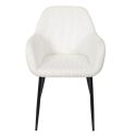 Lot de 4 fauteuils de table en velours côtelé coloris crème - AMORY