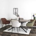 Lot de 4 fauteuils de table en velours côtelé coloris terracotta - AMORY
