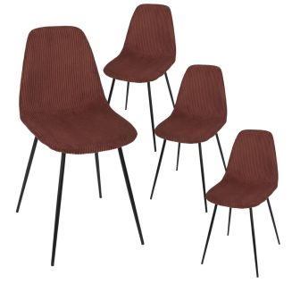 Lot de 4 chaises en velours côtelé coloris terracotta - AMORY
