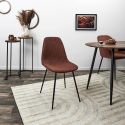 Lot de 4 chaises en velours côtelé coloris terracotta - AMORY