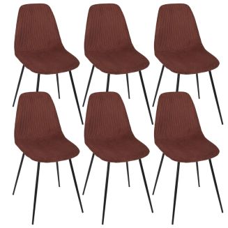 Lot de 6 chaises en velours côtelé coloris terracotta - AMORY